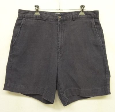 画像1: 90'S RALPH LAUREN ノープリーツ リネンショーツ ネイビー (VINTAGE)