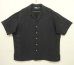 画像1: 90'S RALPH LAUREN シルク/リネン 裾ロゴ 半袖 オープンカラーシャツ ブラック (VINTAGE) (1)