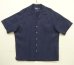 画像1: 90'S RALPH LAUREN "CALDWELL" シルク/リネン 裾ロゴ 半袖 オープンカラーシャツ ネイビー (VINTAGE) (1)