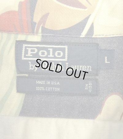 画像2: 90'S RALPH LAUREN コットン 半袖 オープンカラーシャツ フローラル柄 USA製 (VINTAGE)
