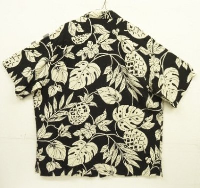 画像3: 90'S RALPH LAUREN "ADAMS" ビスコース 半袖 オープンカラーシャツ ブラック/ボタニカル柄 (VINTAGE)
