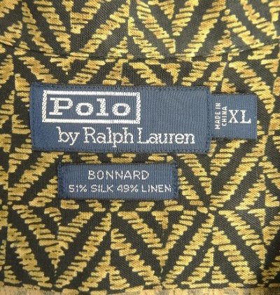画像2: 90'S RALPH LAUREN "BONNARD" シルク/リネン 半袖 オープンカラーシャツ 総柄 (VINTAGE)