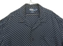 他の写真1: 90'S RALPH LAUREN "CLAYTON" レーヨン 半袖 オープンカラーシャツ ネイビー/ポルカドット (VINTAGE)