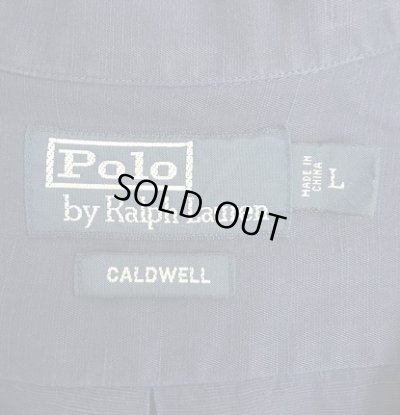 画像2: 90'S RALPH LAUREN "CALDWELL" シルク/リネン 裾ロゴ 半袖 オープンカラーシャツ ネイビー (VINTAGE)
