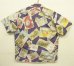 画像3: 90'S RALPH LAUREN コットン 半袖 オープンカラーシャツ ネイビー/ポストカード柄 (VINTAGE) (3)