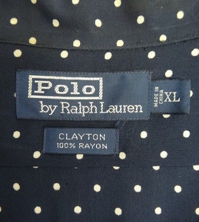 画像2: 90'S RALPH LAUREN "CLAYTON" レーヨン 半袖 オープンカラーシャツ ネイビー/ポルカドット (VINTAGE)