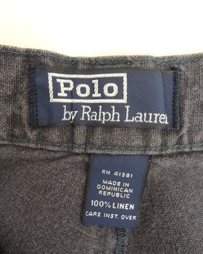画像2: 90'S RALPH LAUREN ノープリーツ リネンショーツ ネイビー (VINTAGE)