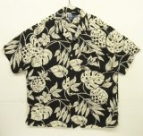 90'S RALPH LAUREN "ADAMS" ビスコース 半袖 オープンカラーシャツ ブラック/ボタニカル柄 (VINTAGE)