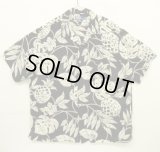 90'S RALPH LAUREN "ADAMS" ビスコース 半袖 オープンカラーシャツ ブラック/ボタニカル柄 (VINTAGE)