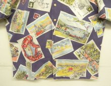 他の写真3: 90'S RALPH LAUREN コットン 半袖 オープンカラーシャツ ネイビー/ポストカード柄 (VINTAGE)