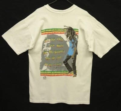 画像1: 90'S BOB MARLEY "EXODUS" 両面プリント シングルステッチ 半袖 Tシャツ ホワイト (VINTAGE)
