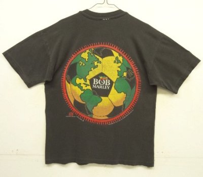 画像5: 90'S BOB MARLEY 両面プリント シングルステッチ 半袖 Tシャツ フェードブラック (VINTAGE)