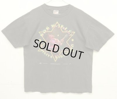 画像1: 90'S BOB MARLEY "POSITIVE VIBRATION" 両面プリント シングルステッチ 半袖 Tシャツ フェードブラック (VINTAGE)