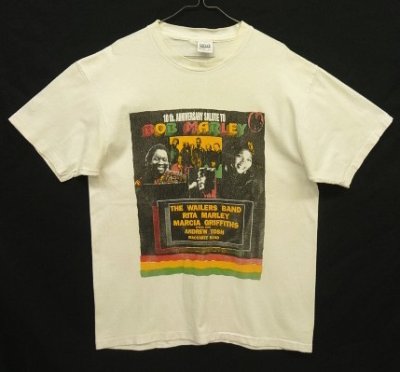 画像1: 90'S 10th ANNIVERSARY SALUTE TO BOB MARLEY 両面プリント シングルステッチ 半袖 Tシャツ ホワイト USA製 (VINTAGE)