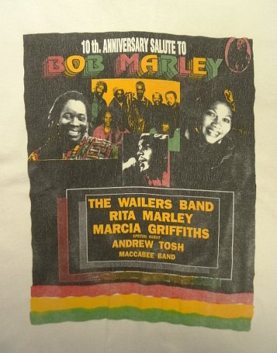 画像3: 90'S 10th ANNIVERSARY SALUTE TO BOB MARLEY 両面プリント シングルステッチ 半袖 Tシャツ ホワイト USA製 (VINTAGE)