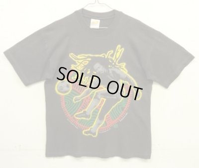 画像1: 90'S BOB MARLEY 両面プリント シングルステッチ 半袖 Tシャツ フェードブラック (VINTAGE)