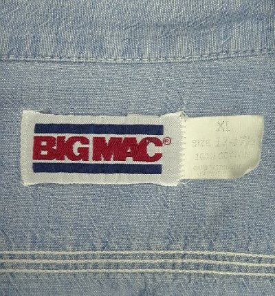 画像2: 80'S BIG MAC コットン100% シャンブレーシャツ ブルー USA製 (VINTAGE)