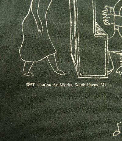 画像4: 90'S JAMES THURBER 両面全面プリント シングルステッチ 半袖 Tシャツ ブラック (VINTAGE)