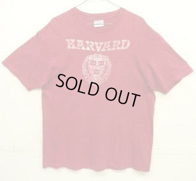 画像1: 80'S HARVARD シングルステッチ 半袖 Tシャツ バーガンディ USA製 (VINTAGE)