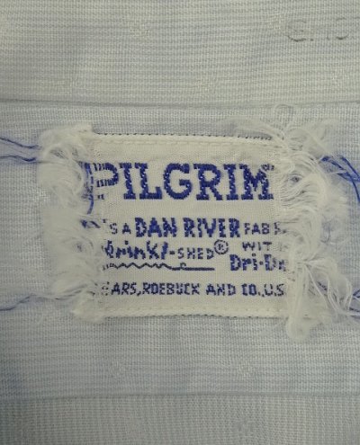 画像2: 60'S PILGRIM "DAN RIVER生地" コットン マチ付き 半袖 BDシャツ ライトブルー/ドット柄 (VINTAGE)