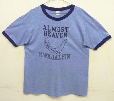 画像1: 80'S VELVA SHEEN シングルステッチ 半袖 リンガー Tシャツ ブルー USA製 (VINTAGE)