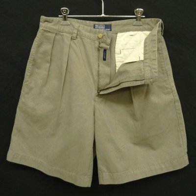 画像3: 90'S RALPH LAUREN "TYLER SHORT" ツープリーツ チノショーツ カーキ (VINTAGE)