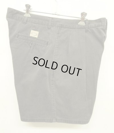 画像4: 90'S RALPH LAUREN "ボックスロゴ" ツープリーツ チノショーツ フェードブラック (VINTAGE)