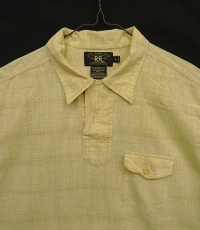 画像3: 90'S RRL 三ツ星タグ コットン 半袖 プルオーバー オープンカラーシャツ 刷毛目柄 (VINTAGE)