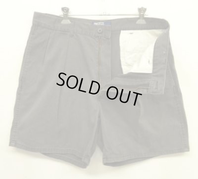 画像3: 90'S RALPH LAUREN "ボックスロゴ" ツープリーツ チノショーツ フェードブラック (VINTAGE)