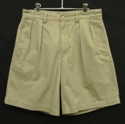 画像1: 90'S RALPH LAUREN "TYLER SHORT" ツープリーツ チノショーツ カーキ (VINTAGE)