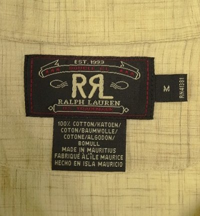 画像2: 90'S RRL 三ツ星タグ コットン 半袖 プルオーバー オープンカラーシャツ 刷毛目柄 (VINTAGE)
