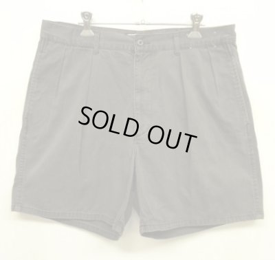 画像1: 90'S RALPH LAUREN "ボックスロゴ" ツープリーツ チノショーツ フェードブラック (VINTAGE)