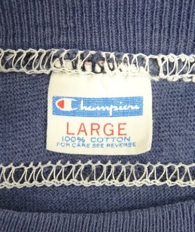 画像2: 70'S CHAMPION バータグ シングルステッチ 半袖 フットボール Tシャツ ネイビー USA製 (VINTAGE)