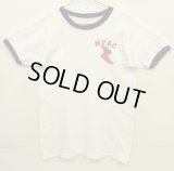 80'S CHAMPION "NYAC" トリコタグ 染み込みプリント シングルステッチ 半袖 リンガー Tシャツ ホワイト USA製 (VINTAGE)