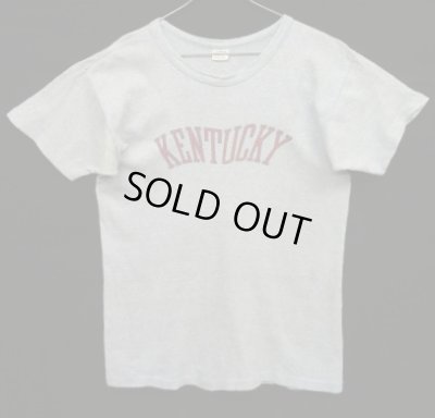 画像1: 70'S CHAMPION "KENTUCKY" バータグ 88/12 染み込みプリント シングルステッチ 半袖 Tシャツ ヘザーブルー USA製 (VINTAGE)
