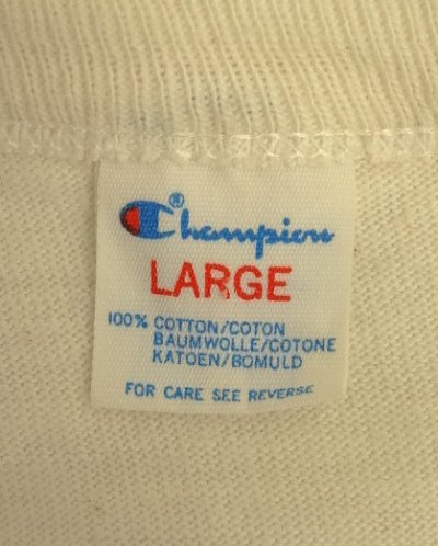画像2: 80'S CHAMPION トリコタグ シングルステッチ 染み込みプリント 半袖 ベースボール Tシャツ ナチュラル/レッド USA製 (DEADSTOCK)