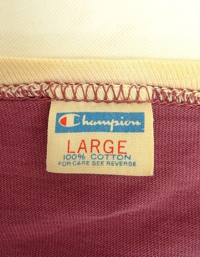 画像2: 70'S CHAMPION "CORNELL UNIVERSITY" バータグ シングルステッチ 半袖 リンガー Tシャツ バーガンディ USA製 (VINTAGE)