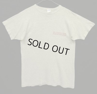 画像1: 70'S CHAMPION "HARVARD" バータグ 88/12 染み込みプリント シングルステッチ 半袖 Tシャツ ヘザーグレー USA製 (VINTAGE)
