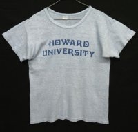 70'S CHAMPION "HOWARD UNIVERSITY" バータグ 88/12 染み込みプリント シングルステッチ 半袖 Tシャツ ヘザーブルー USA製 (VINTAGE)