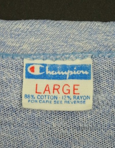 画像2: 70'S CHAMPION "HOWARD UNIVERSITY" バータグ 88/12 染み込みプリント シングルステッチ 半袖 Tシャツ ヘザーブルー USA製 (VINTAGE)