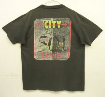画像1: 80'S Levis 501 シングルステッチ 両面プリント 半袖 Tシャツ フェードブラック USA製 (VINTAGE)