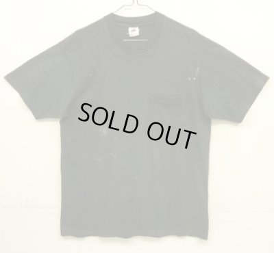 画像1: 90'S FRUIT OF THE LOOM シングルステッチ 耳付きポケット 半袖 Tシャツ ブラック USA製 (VINTAGE)
