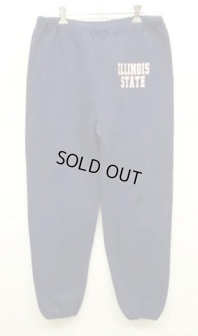 画像1: 90'S RUSSELL ATHLETIC ”ILLINOIS STATE" ドローコード付き スウェットパンツ ネイビー USA製 (VINTAGE)