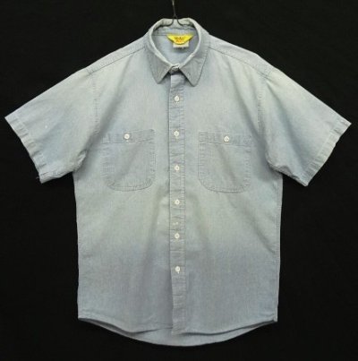 画像1: 80'S WORKN' SPORT 三角タグ コットン100% シャンブレーシャツ ブルー USA製 (VINTAGE)
