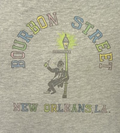 画像2: 70'S BOURBON STREET シングルステッチ 半袖 リンガー Tシャツ ヘザーグレー (VINTAGE)