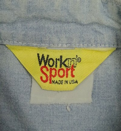 画像2: 80'S WORKN' SPORT 三角タグ コットン100% シャンブレーシャツ ブルー USA製 (VINTAGE)