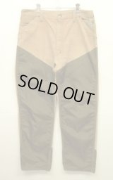 70'S CARHARTT プリントタグ トップスナップボタン ダック/ナイロン ペインターパンツ ブラウン 42TALONジップ USA製 (VINTAGE)