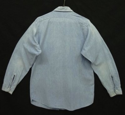 画像3: 70'S UNKNOWN コットン100% 耳付きシャンブレーシャツ ブルー USA製 (VINTAGE)