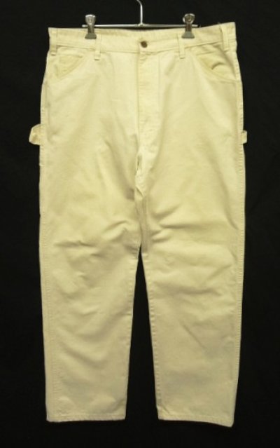 画像1: 80'S DICKIES チビタグ ペインターパンツ ホワイト 42TALONジップ W38L32 USA製 (VINTAGE)