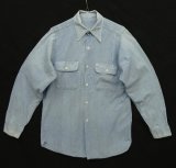 70'S UNKNOWN コットン100% 耳付きシャンブレーシャツ ブルー USA製 (VINTAGE)